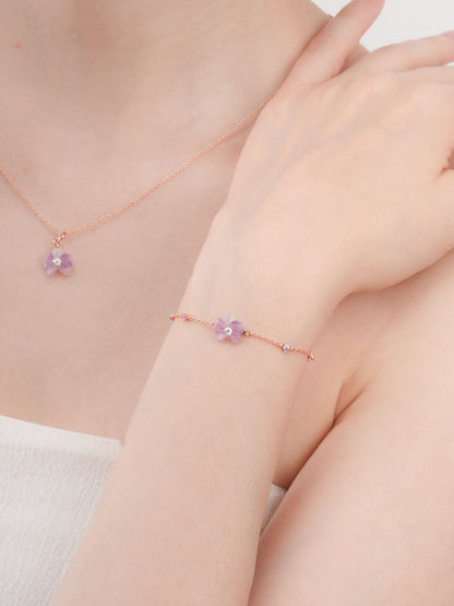 Purple Orchid Bracelet 18K Rose Gold (2) – Mondays Made Flower & Birthstone Jewelry Singapore