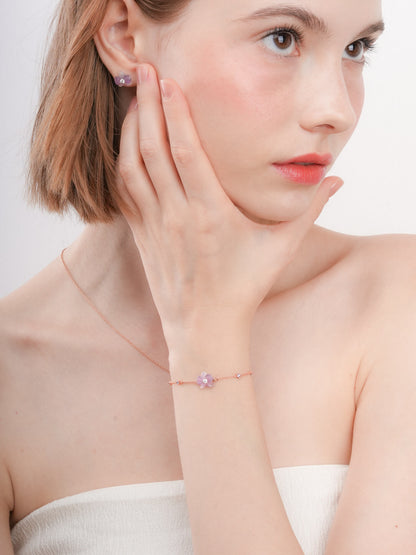Purple Orchid Bracelet 18K Rose Gold (3) – Mondays Made Flower & Birthstone Jewelry Singapore