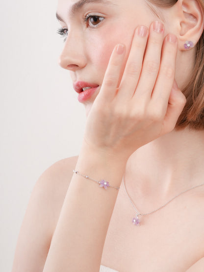 Purple Orchid Bracelet S925 Silver Rhodium (1) – Mondays Made Flower & Birthstone Jewelry Singapore