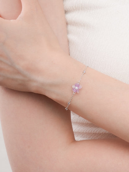Purple Orchid Bracelet S925 Silver Rhodium (2) – Mondays Made Flower & Birthstone Jewelry Singapore