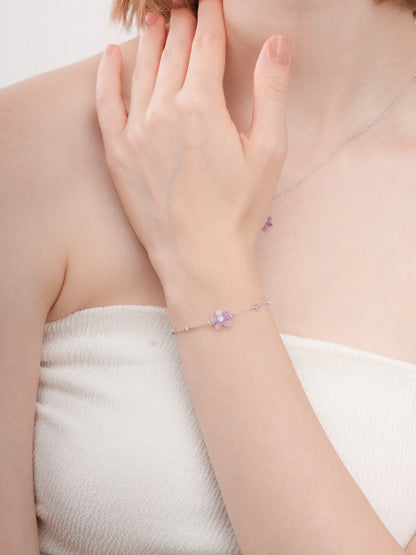Purple Orchid Bracelet S925 Silver Rhodium (3) – Mondays Made Flower & Birthstone Jewelry Singapore