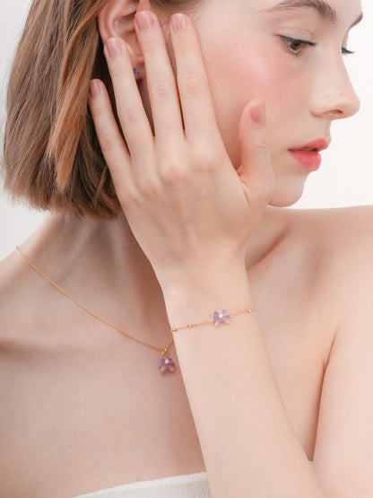 Purple Orchid Bracelet 18K Gold (2) – Mondays Made Flower & Birthstone Jewelry Singapore