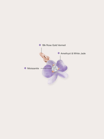 Purple Orchid Charm Amethyst 18K Rose Gold (2) – Mondays Made Flower & Birthstone Jewelry Singapore