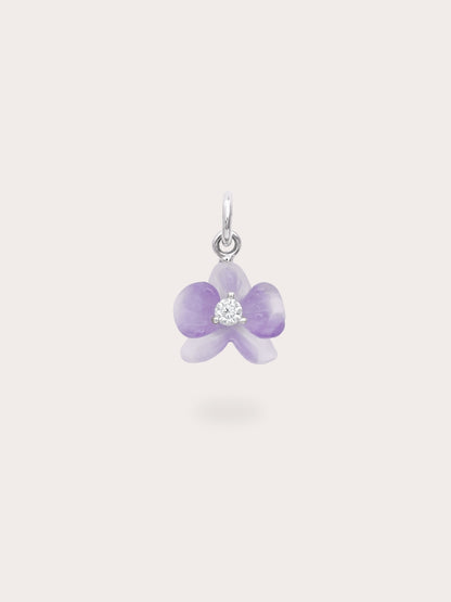Purple Orchid Charm Amethyst S925 Silver Rhodium (1) – Mondays Made Flower & Birthstone Jewelry Singapore