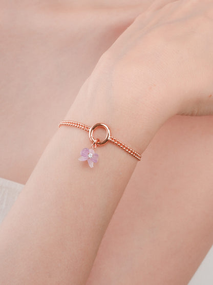Purple Orchid Charm 18K Rose Gold (2) – Mondays Made Flower & Birthstone Jewelry Singapore