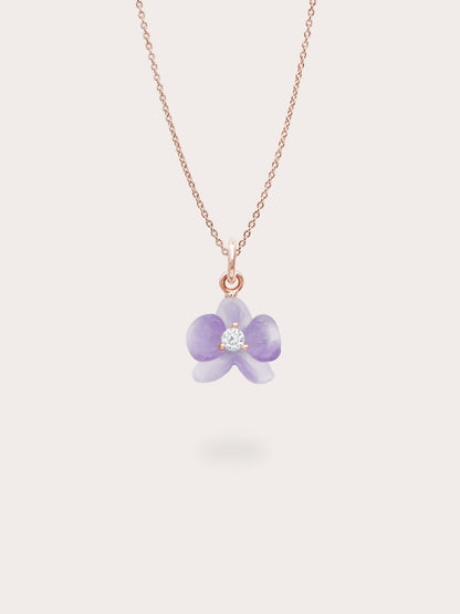 Purple Orchid Necklace Amethyst 18K Rose Gold (1) – Mondays Made Flower & Birthstone Jewelry Singapore