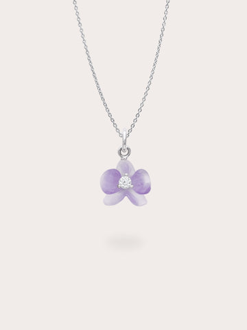 Purple Orchid Necklace Amethyst S925 Silver Rhodium (1) – Mondays Made Flower & Birthstone Jewelry Singapore