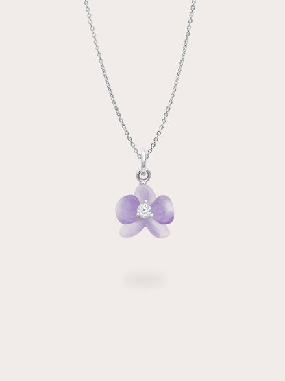 Purple Orchid Necklace Amethyst S925 Silver Rhodium (1) – Mondays Made Flower & Birthstone Jewelry Singapore
