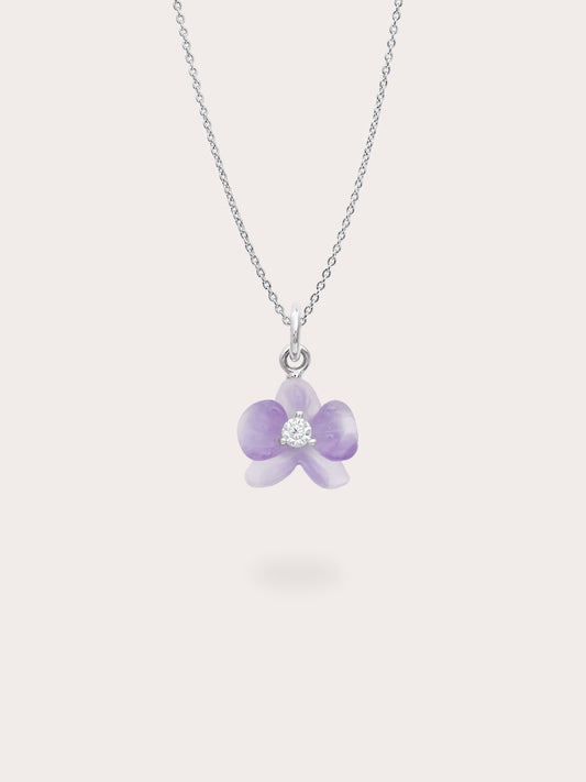 Purple Orchid Necklace Amethyst S925 Silver Rhodium (1) – Mondays Made Flower & Birthstone Jewelry Singapore