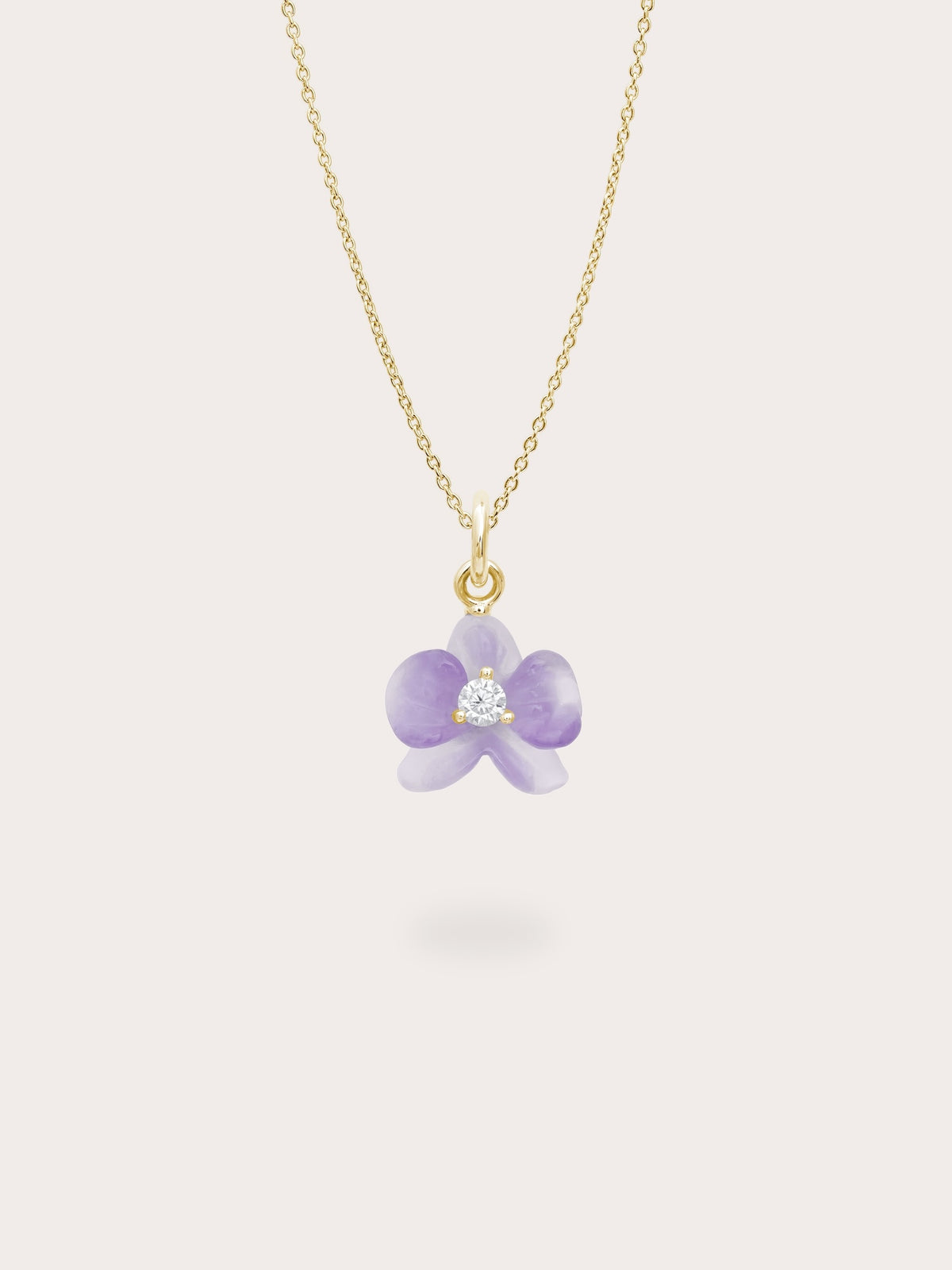 Purple Orchid Necklace Amethyst 18K Gold (1) – Mondays Made Flower & Birthstone Jewelry Singapore