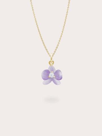 Purple Orchid Necklace Amethyst 18K Gold (1) – Mondays Made Flower & Birthstone Jewelry Singapore