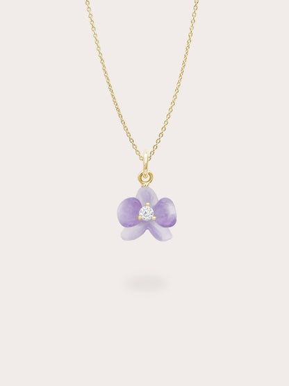 Purple Orchid Necklace Amethyst 18K Gold (1) – Mondays Made Flower & Birthstone Jewelry Singapore