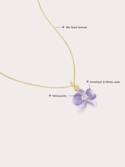 Purple Orchid Necklace Amethyst 18K Gold (2) – Mondays Made Flower & Birthstone Jewelry Singapore
