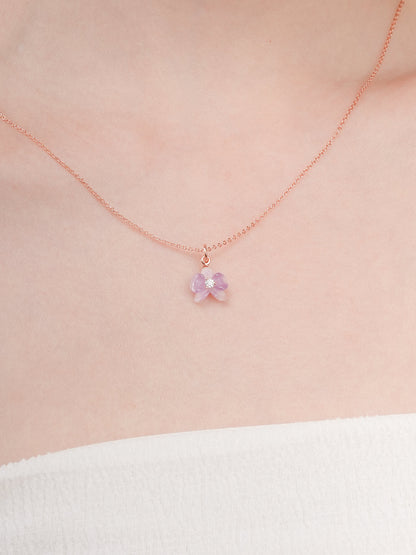 Purple Orchid Necklace 18K Rose Gold (1) – Mondays Made Flower & Birthstone Jewelry Singapore