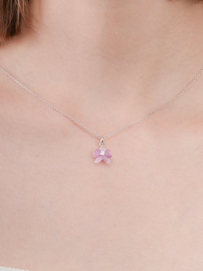 Purple Orchid Necklace S925 Silver Rhodium (2) – Mondays Made Flower & Birthstone Jewelry Singapore