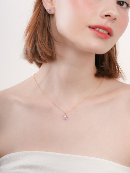 Purple Orchid Necklace 18K Gold (2) – Mondays Made Flower & Birthstone Jewelry Singapore