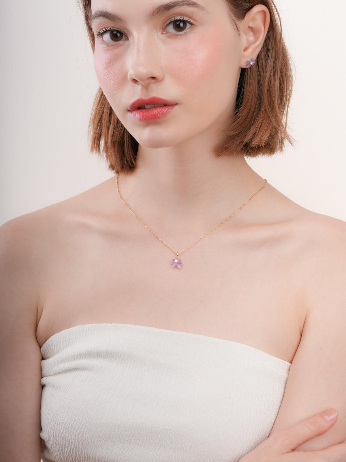 Purple Orchid Necklace 18K Gold (3) – Mondays Made Flower & Birthstone Jewelry Singapore
