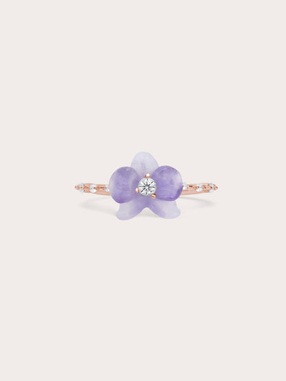 Purple Orchid Ring Amethyst 18K Rose Gold (1) – Mondays Made Flower & Birthstone Jewelry Singapore