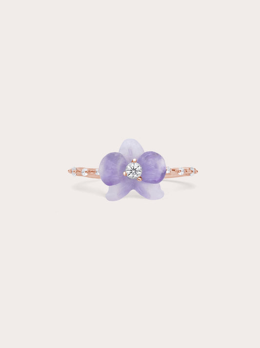Purple Orchid Ring Amethyst 18K Rose Gold (1) – Mondays Made Flower & Birthstone Jewelry Singapore