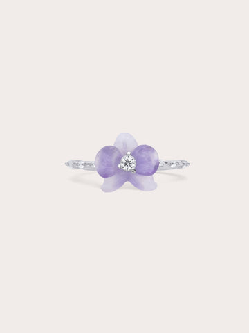 Purple Orchid Ring Amethyst S925 Silver Rhodium (1) – Mondays Made Flower & Birthstone Jewelry Singapore
