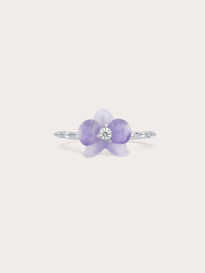 Purple Orchid Ring Amethyst S925 Silver Rhodium (1) – Mondays Made Flower & Birthstone Jewelry Singapore