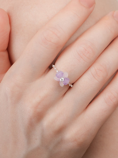 Purple Orchid Ring S925 Silver Rhodium (1) – Mondays Made Flower & Birthstone Jewelry Singapore