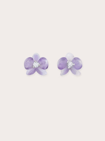 Purple Orchid Stud Earrings Amethyst S925 Silver Rhodium (1) – Mondays Made Flower & Birthstone Jewelry Singapore