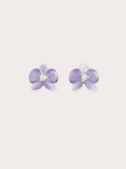 Purple Orchid Stud Earrings Amethyst 18K Gold (1) – Mondays Made Flower & Birthstone Jewelry Singapore