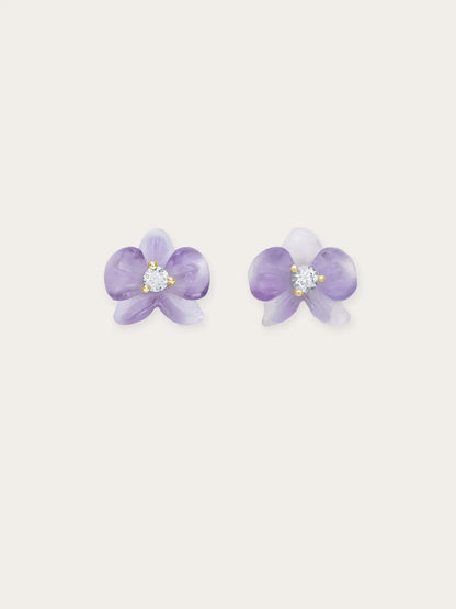 紫色蘭花耳環