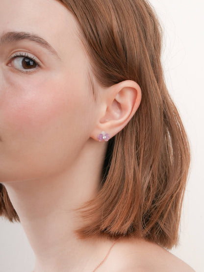 Purple Orchid Stud Earrings S925 Silver Rhodium (2) – Mondays Made Flower & Birthstone Jewelry Singapore