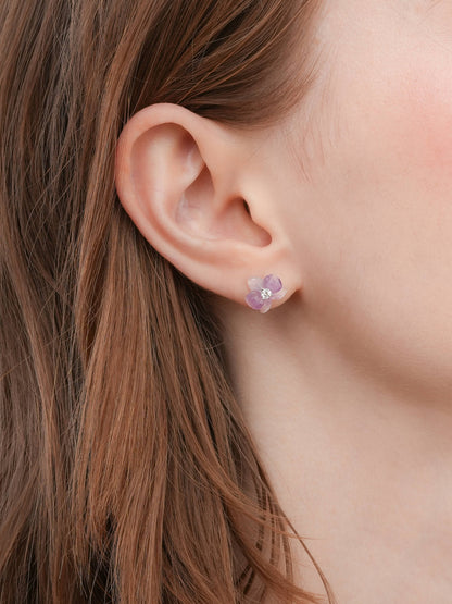 Purple Orchid Stud Earrings S925 Silver Rhodium (3) – Mondays Made Flower & Birthstone Jewelry Singapore