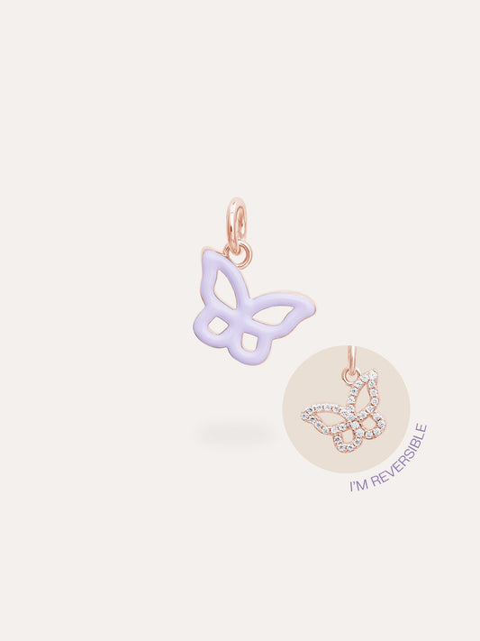 Purple Butterfly Charm - Reversible Enamel Moissanite