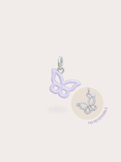 Purple Butterfly Charm Reversible Enamel Moissanite S925 Silver Rhodium (4) – Mondays Made Flower & Birthstone Jewelry Singapore