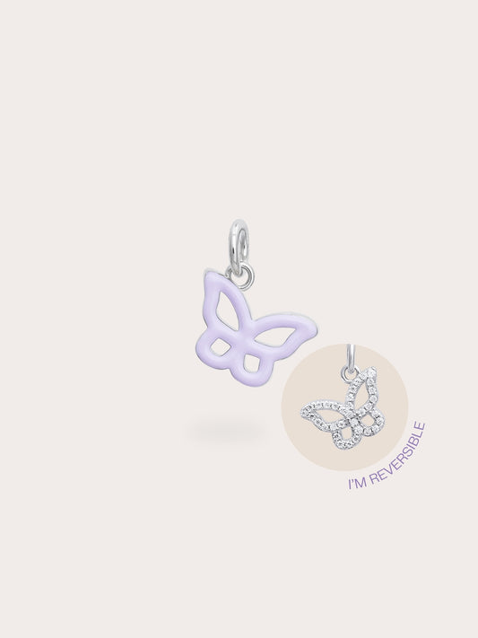 Purple Butterfly Charm - Reversible Enamel Moissanite