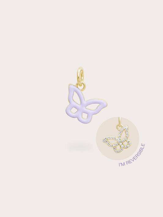 Purple Butterfly Charm - Reversible Enamel Moissanite