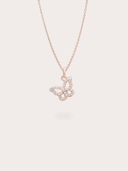 Purple Butterfly Necklace Reversible Enamel Moissanite 18K Rose Gold (6) – Mondays Made Flower & Birthstone Jewelry Singapore
