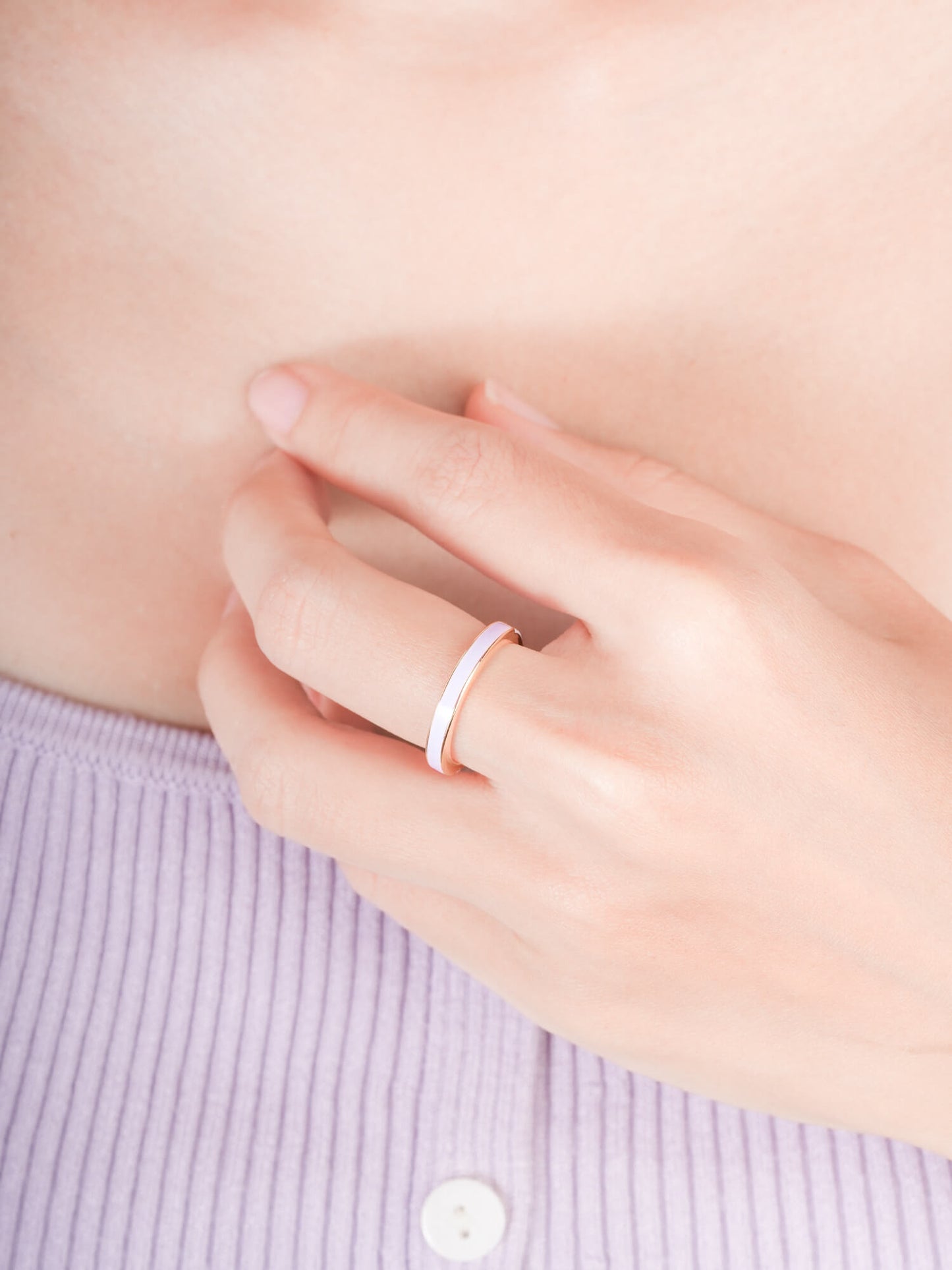 Purple Enamel Moissanite Band - Reversible
