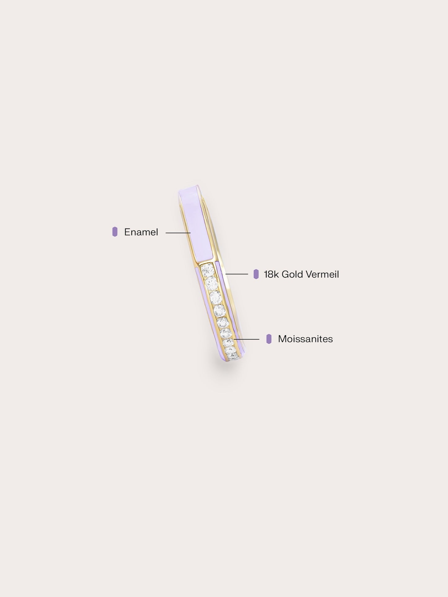 Purple Enamel Moissanite Band - Reversible