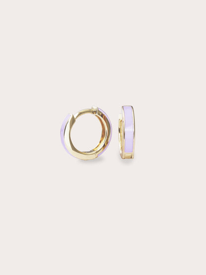 Purple Enamel Moissanite Huggie Earrings Reversible (4) – Mondays Made Flower & Birthstone Jewelry Singapore