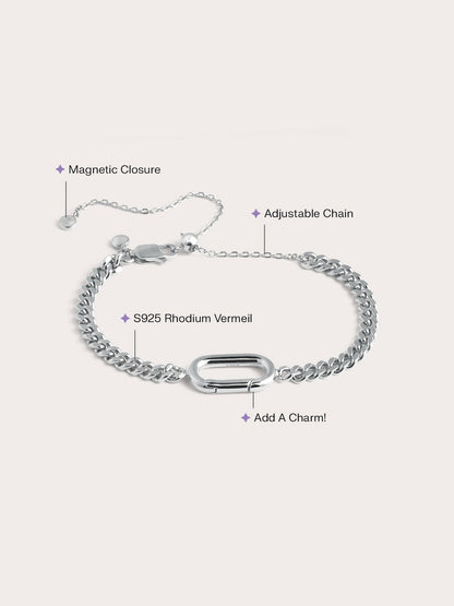 Rect Charm Curb Chain S925 Silver Rhodium (2) – Mondays Made Flower & Birthstone Jewelry Singapore