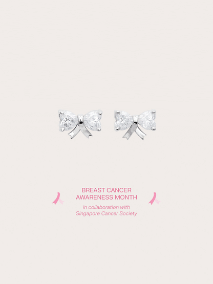 Ribbon Bow Heart Moissanite Dangle Earrings S925 Silver Rhodium (7) – Mondays Made Flower & Birthstone Jewelry Singapore