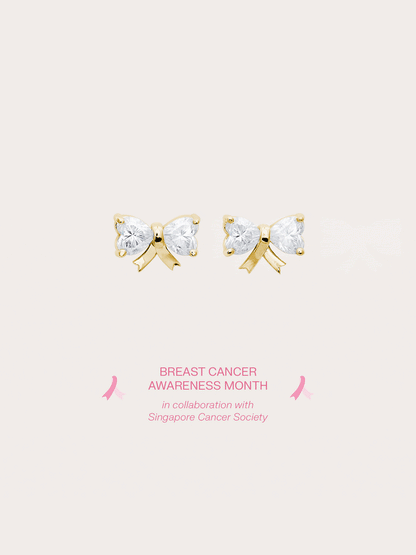 Ribbon Bow Heart Moissanite Dangle Earrings 18K Gold (7) – Mondays Made Flower & Birthstone Jewelry Singapore
