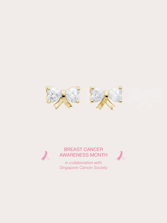 Ribbon Bow Heart Moissanite Dangle Earrings 18K Gold (7) – Mondays Made Flower & Birthstone Jewelry Singapore