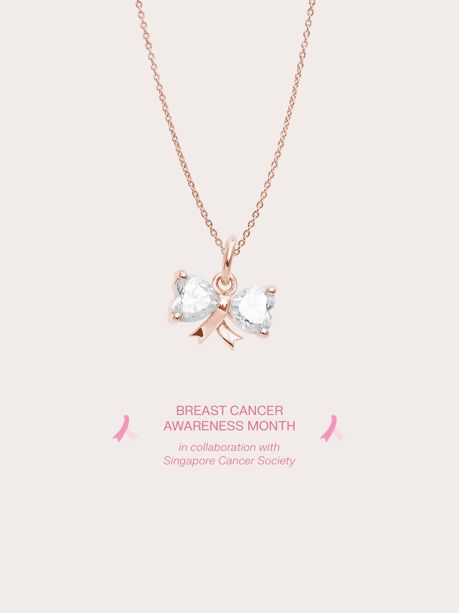 Ribbon Bow Heart Moissanite Necklace - Reversible in 18k Rose Gold Vermeil from Mondays Made x SCS