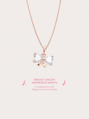 Ribbon Bow Heart Moissanite Necklace 18K Rose Gold (4) – Mondays Made Flower & Birthstone Jewelry Singapore