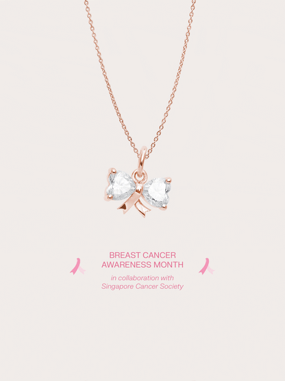 Ribbon Bow Heart Moissanite Necklace 18K Rose Gold (4) – Mondays Made Flower & Birthstone Jewelry Singapore