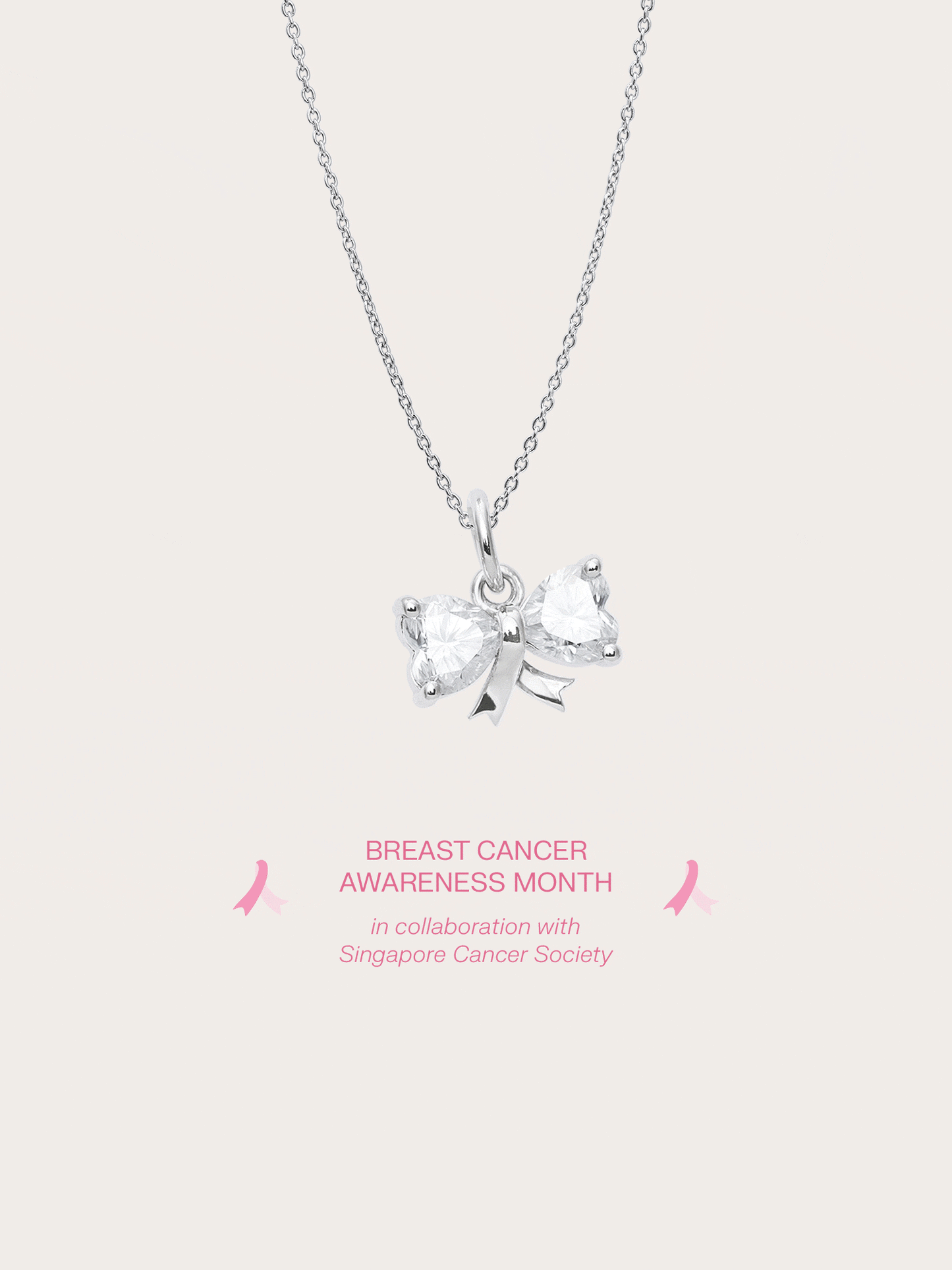 Ribbon Bow Heart Moissanite Necklace - Reversible