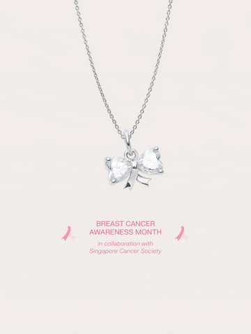 Ribbon Bow Heart Moissanite Necklace S925 Silver Rhodium (4) – Mondays Made Flower & Birthstone Jewelry Singapore