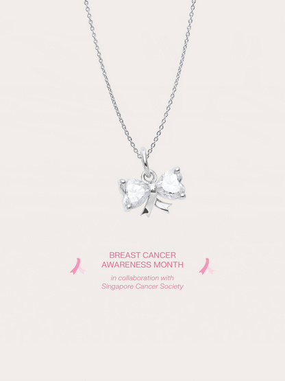 Ribbon Bow Heart Moissanite Necklace S925 Silver Rhodium (4) – Mondays Made Flower & Birthstone Jewelry Singapore