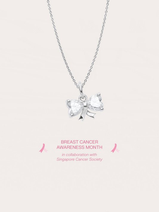 Ribbon Bow Heart Moissanite Necklace S925 Silver Rhodium (4) – Mondays Made Flower & Birthstone Jewelry Singapore
